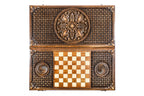 Ornamental Bas Relief Design backgammon board - corner detail of the board