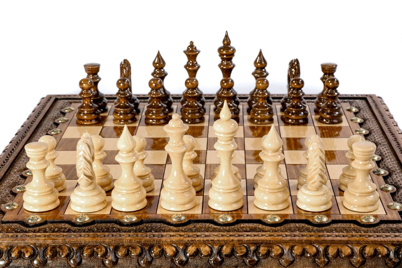 Luxury Chess Set with Bronze Legs Wooden Board - Unumperfectus