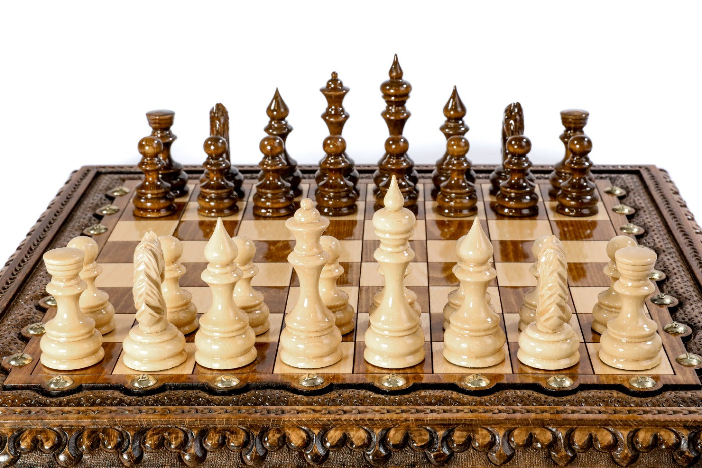 Luxury Chess Set with Bronze Legs Wooden Board - Unumperfectus