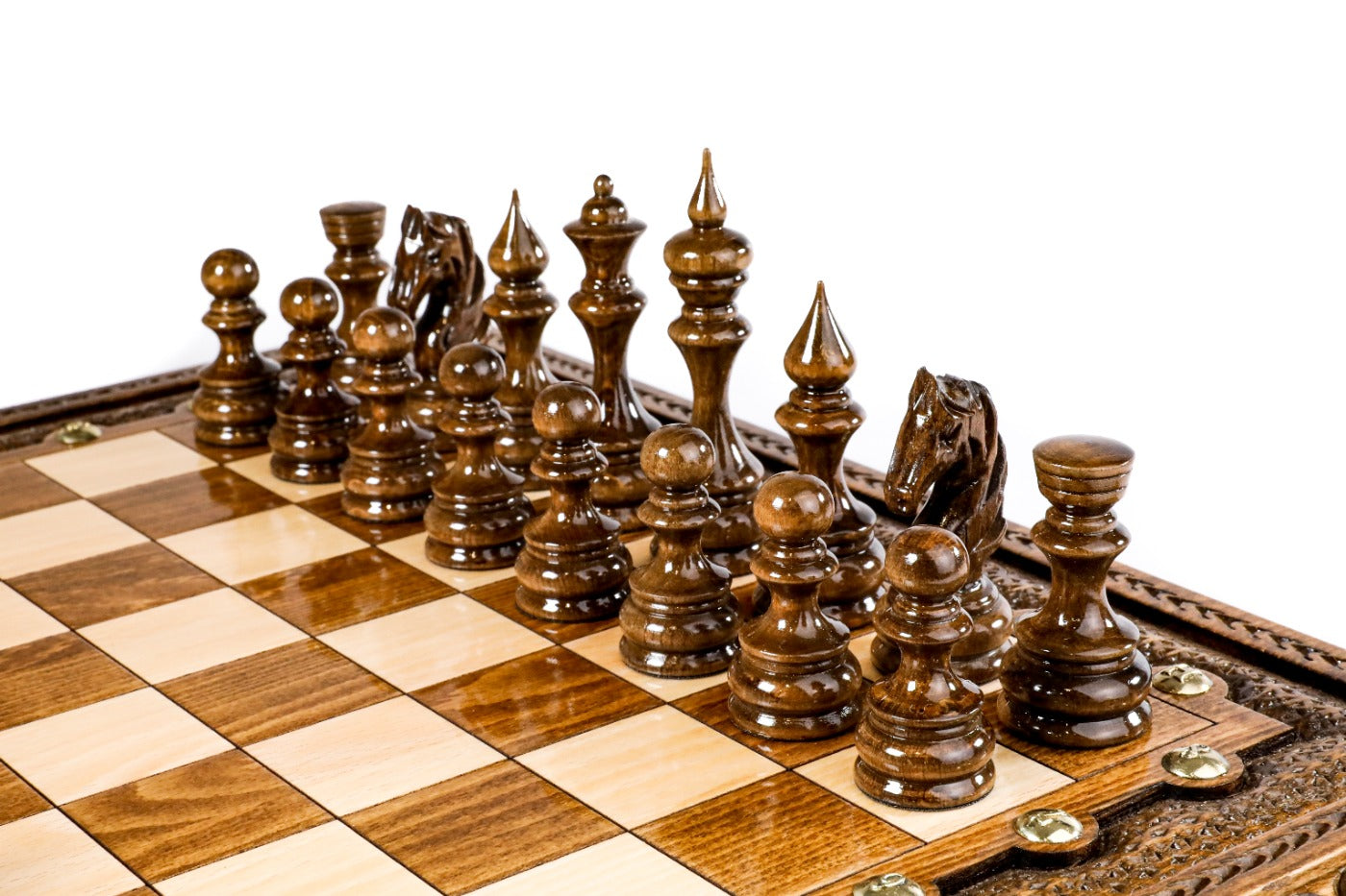 Luxury Chess Set with Bronze Legs Wooden Board - Unumperfectus