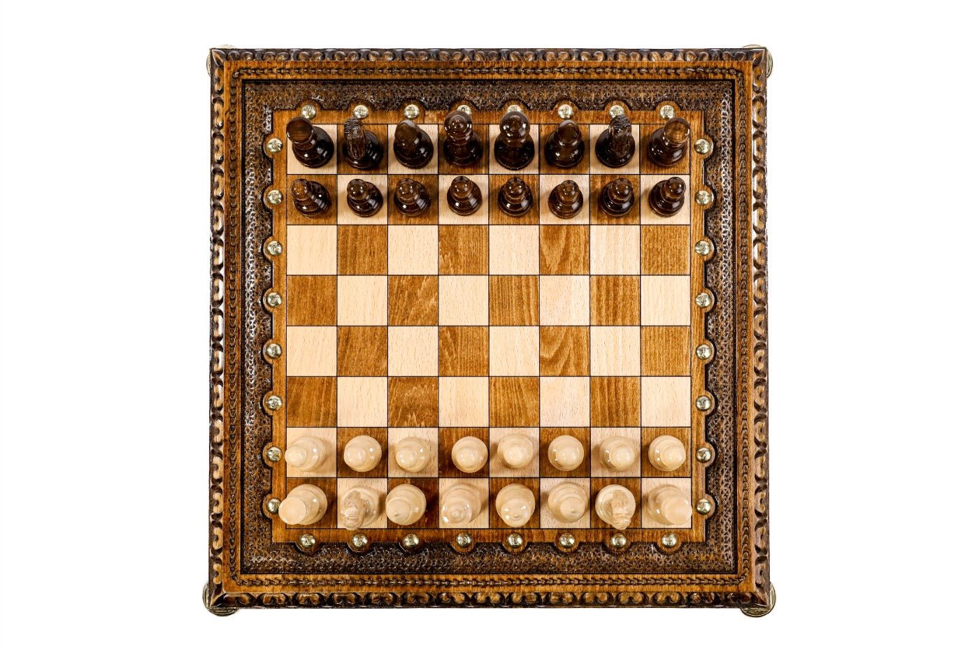 Luxury Chess Set with Bronze Legs Wooden Board - Unumperfectus
