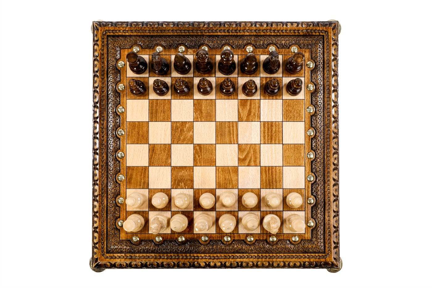 Luxury Chess Set with Bronze Legs Wooden Board - Unumperfectus