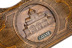 Armenian heritage backgammon board church and mountain outline