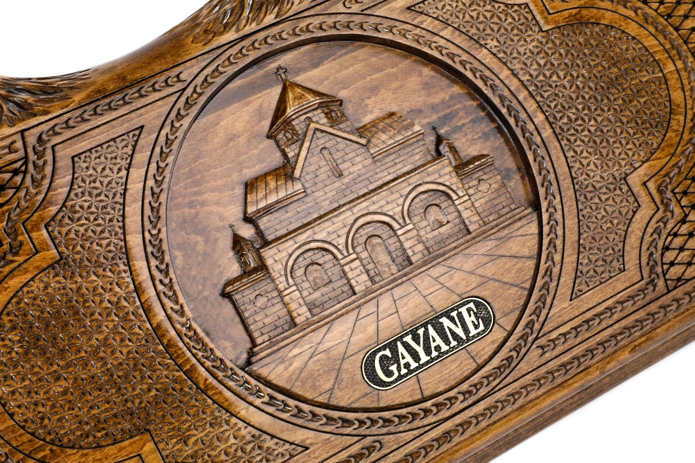 Armenian heritage backgammon board church and mountain outline