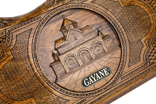 Armenian heritage backgammon board church and mountain outline