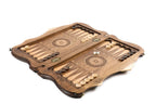 Wooden backgammon board Hripsime church Ararat outline artwork