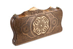 St. Hripsime Ornamental Motif Mount Ararat backgammon board - playing pieces and dice arranged on the board