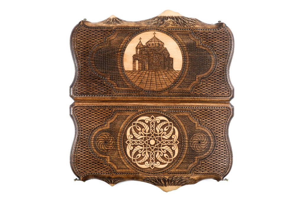 Backgammon Board - St. Hripsime Ornamental Motif & Mount Ararat - Unumperfectus