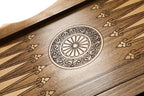 St. Hripsime Ornamental Motif Mount Ararat backgammon board - hand-carved detail shot