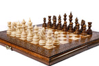 elegant wooden chess board with classic ornaments