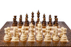 Classic Ornaments chess set - close-up of hand-carved chess pieces