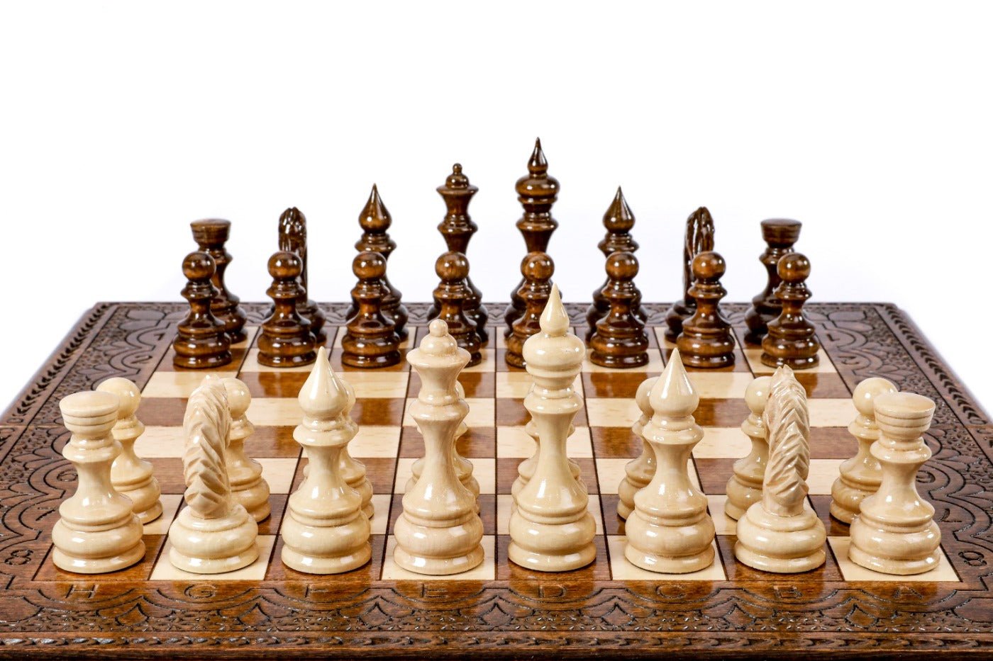 Classic Chess Set with Ornaments – Wooden Chess Set - Unumperfectus