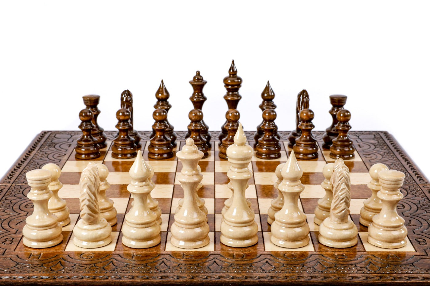 Classic Chess Set with Ornaments – Wooden Chess Set - Unumperfectus