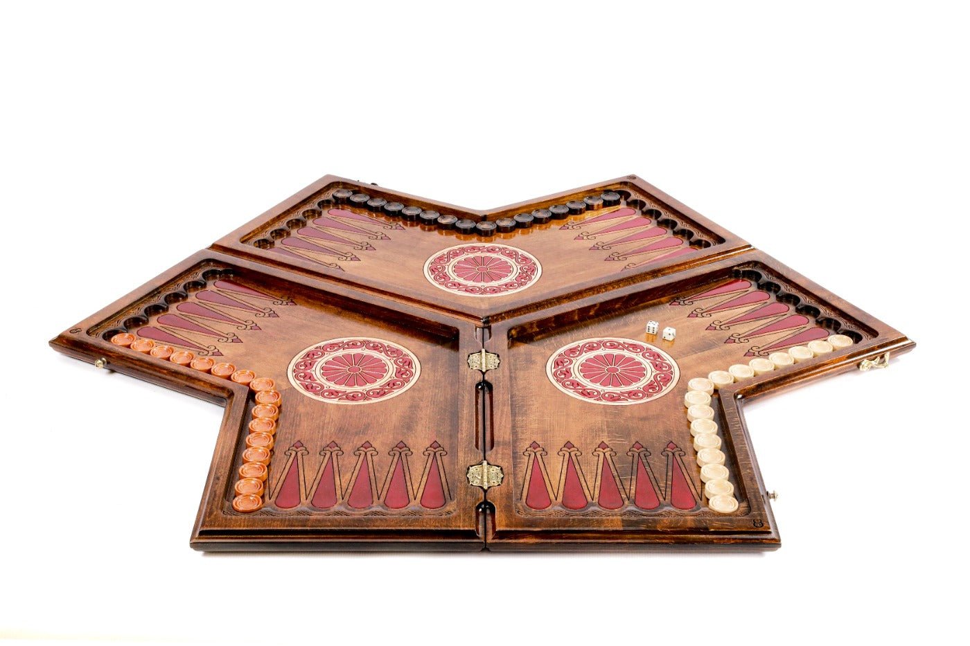 Backgammon Board - Ornamental Three Player with Epoxy - Unumperfectus