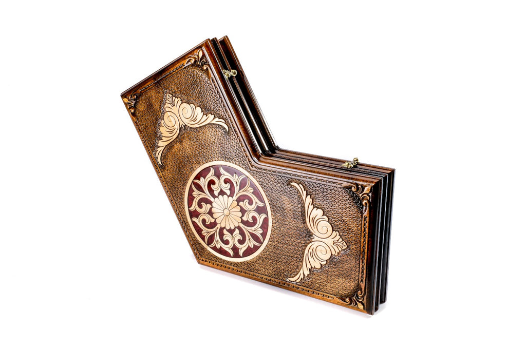 Backgammon Board - Ornamental Three Player with Epoxy - Unumperfectus
