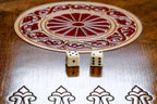 Ornamental Three Player Epoxy backgammon board - hand-carved detail shot
