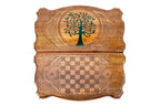 Pomegranate Tree Epoxy backgammon board - corner detail of the board