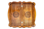 Pomegranate Tree Epoxy backgammon board - angled view