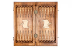 Armenian Alphabet backgammon board - carrying case and accessories