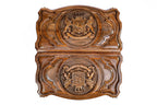 Premium wooden backgammon board with detailed Georgian coat of arms artwork