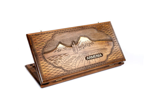 Armenian backgammon set with Ararat inspired design 23.6 inch