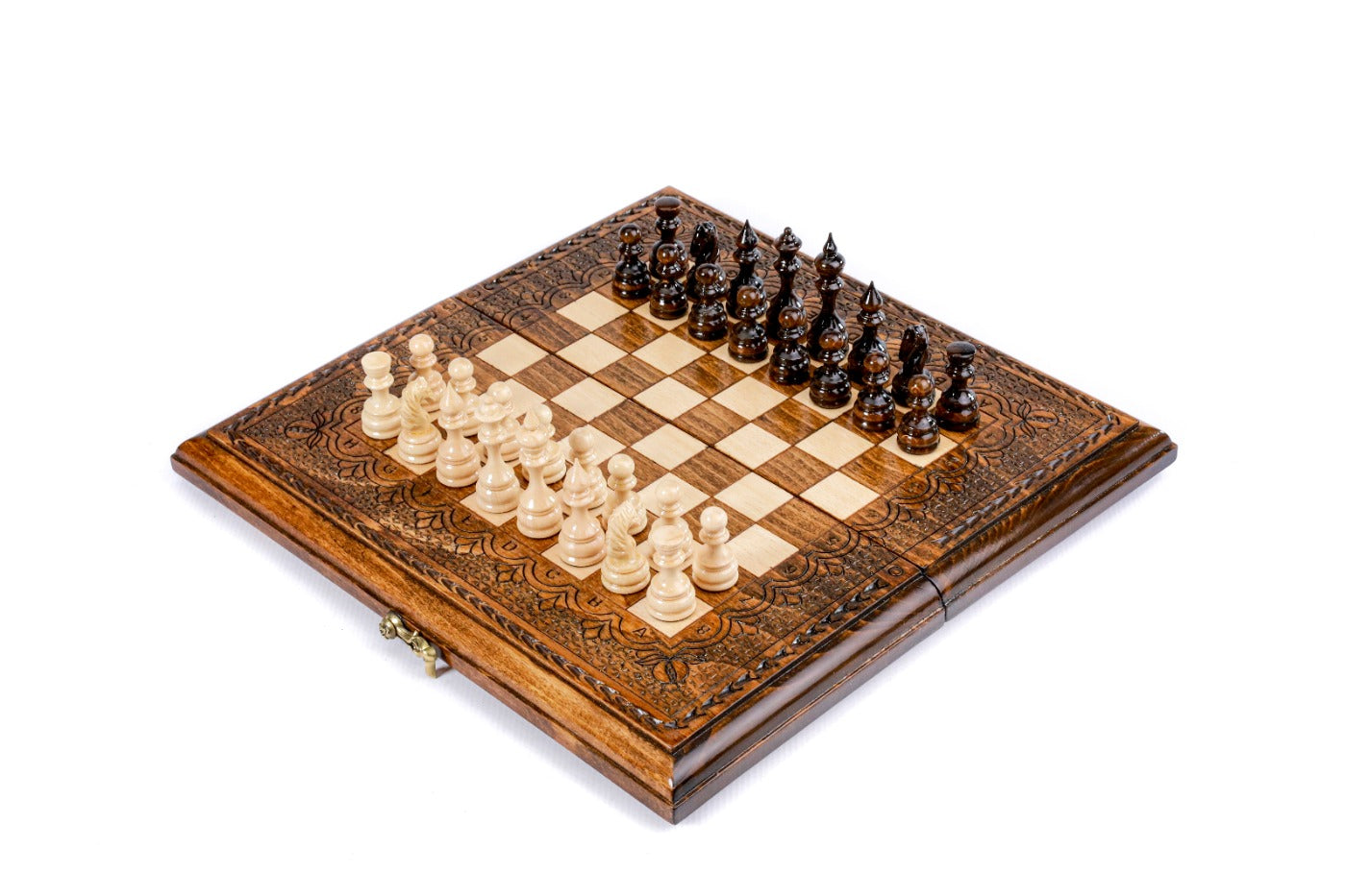 Wooden Chess Set with Ornaments – Classic Board - Unumperfectus