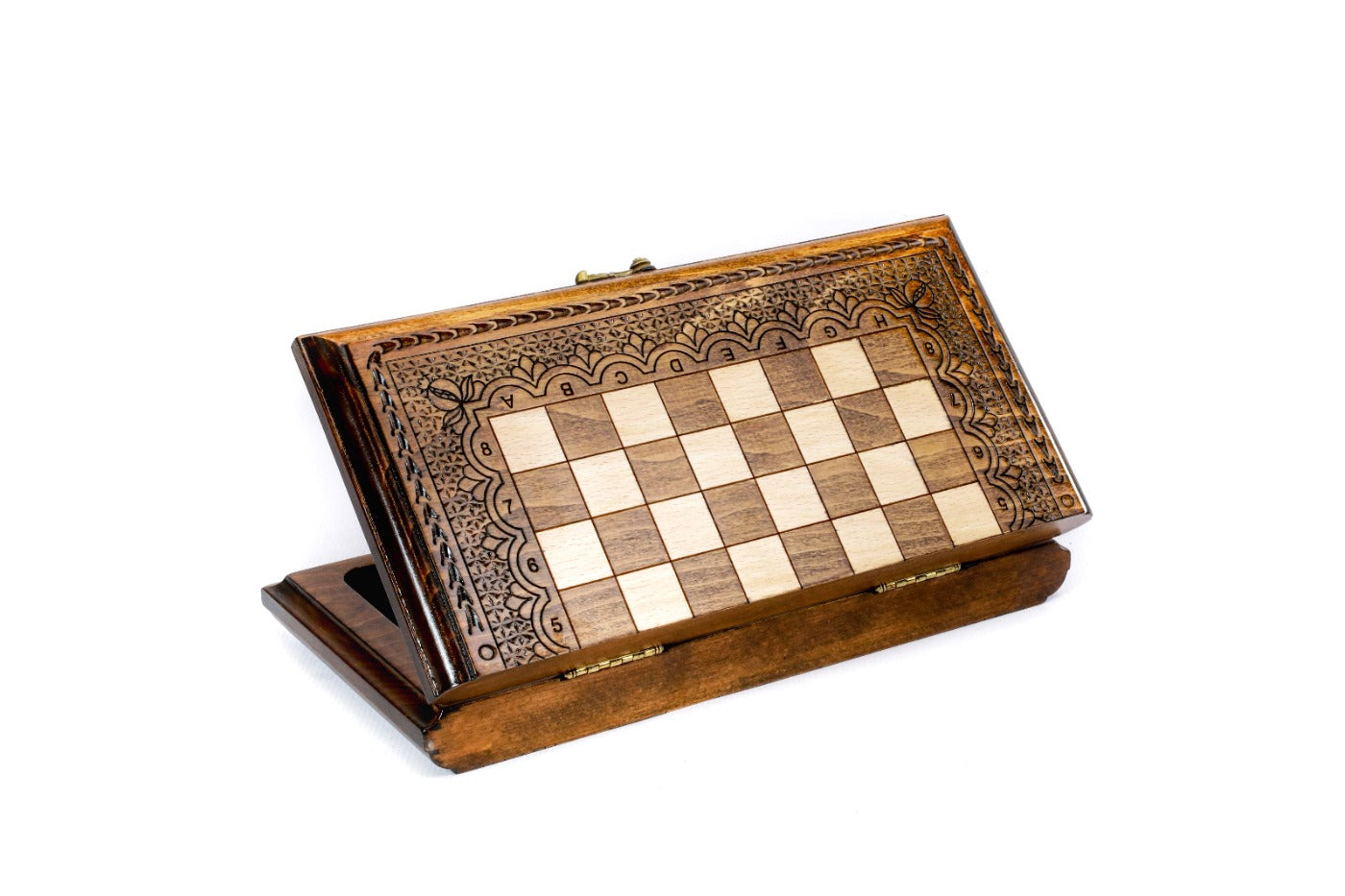 Wooden Chess Set with Ornaments – Classic Board - Unumperfectus