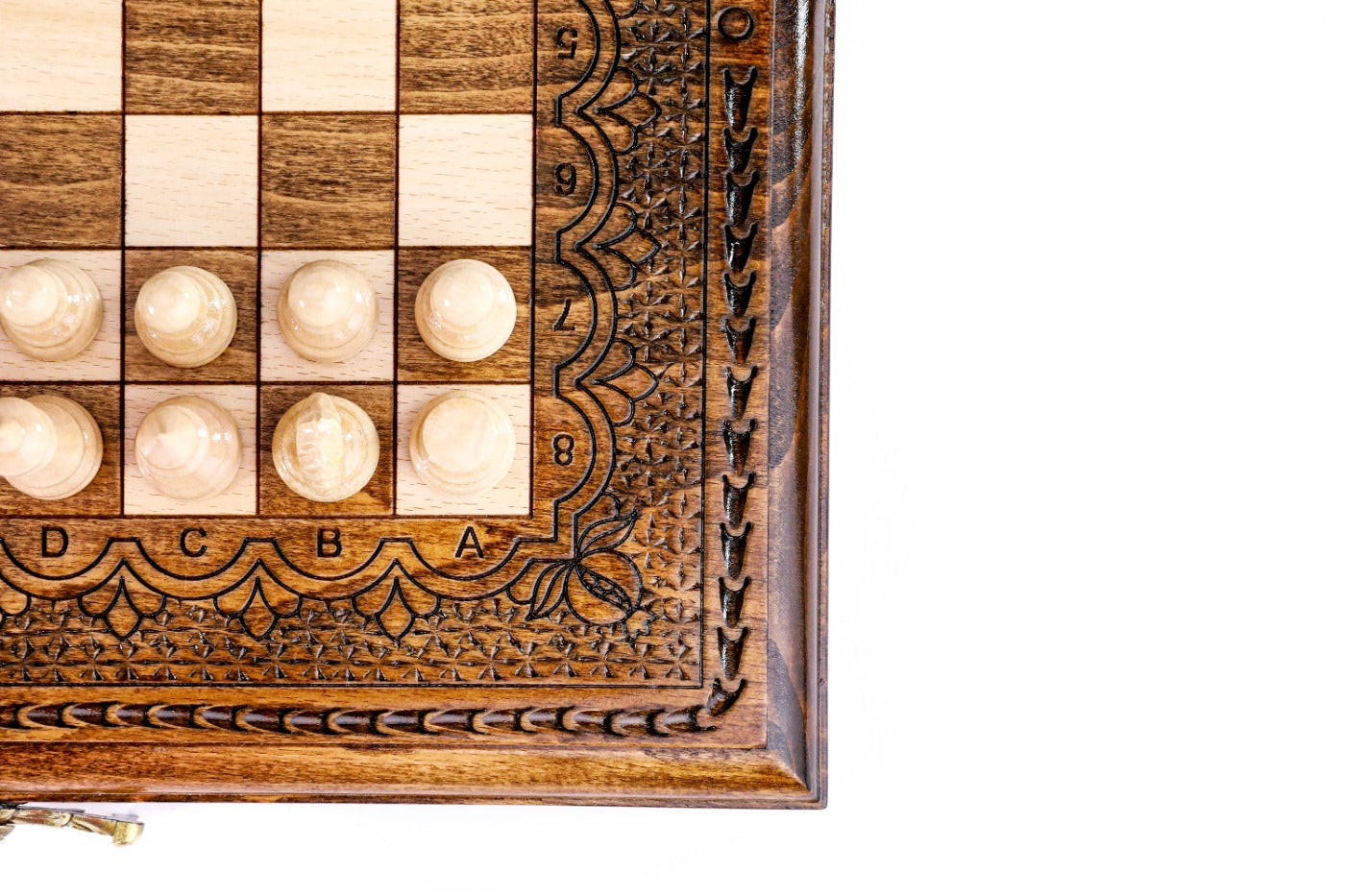 Wooden Chess Set with Ornaments – Classic Board - Unumperfectus