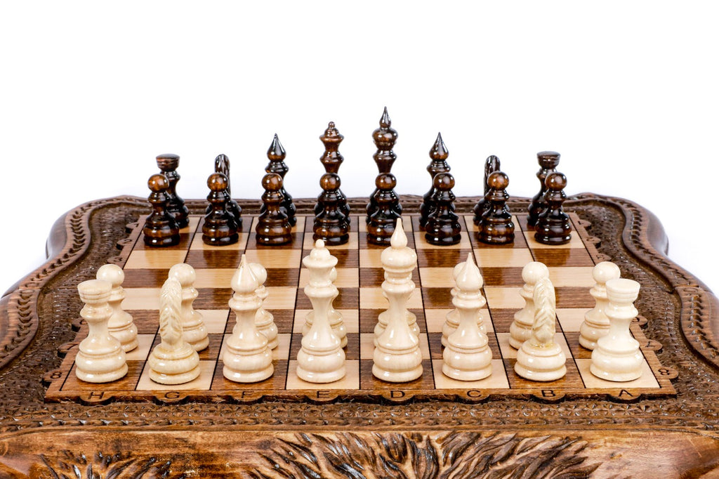 Mount Ararat Chess Set with Carved Surface – Wooden Chess Set - Unumperfectus
