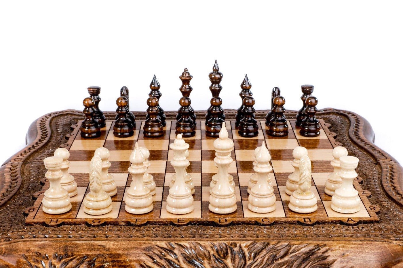 Mount Ararat Chess Set with Carved Surface – Wooden Chess Set - Unumperfectus