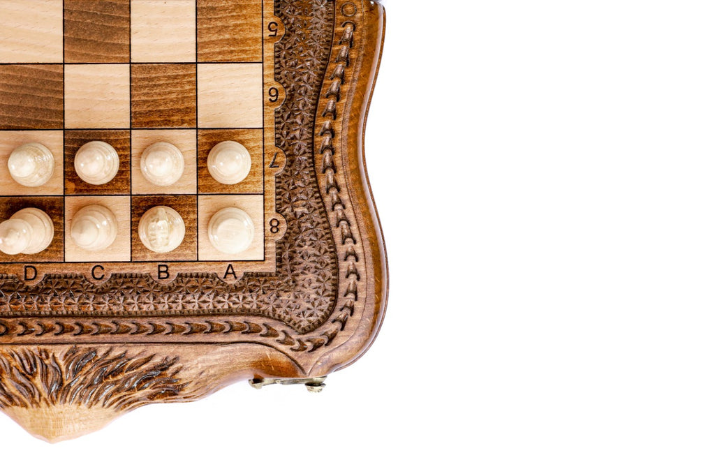 Mount Ararat Chess Set with Carved Surface – Wooden Chess Set - Unumperfectus