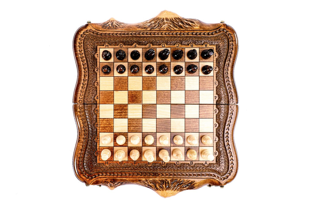 Mount Ararat Chess Set with Carved Surface – Wooden Chess Set - Unumperfectus