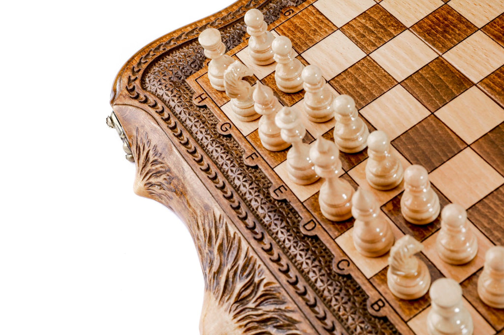 Mount Ararat Chess Set with Carved Surface – Wooden Chess Set - Unumperfectus