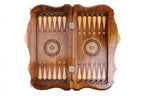 Ornamental Snowflake backgammon board - angled view