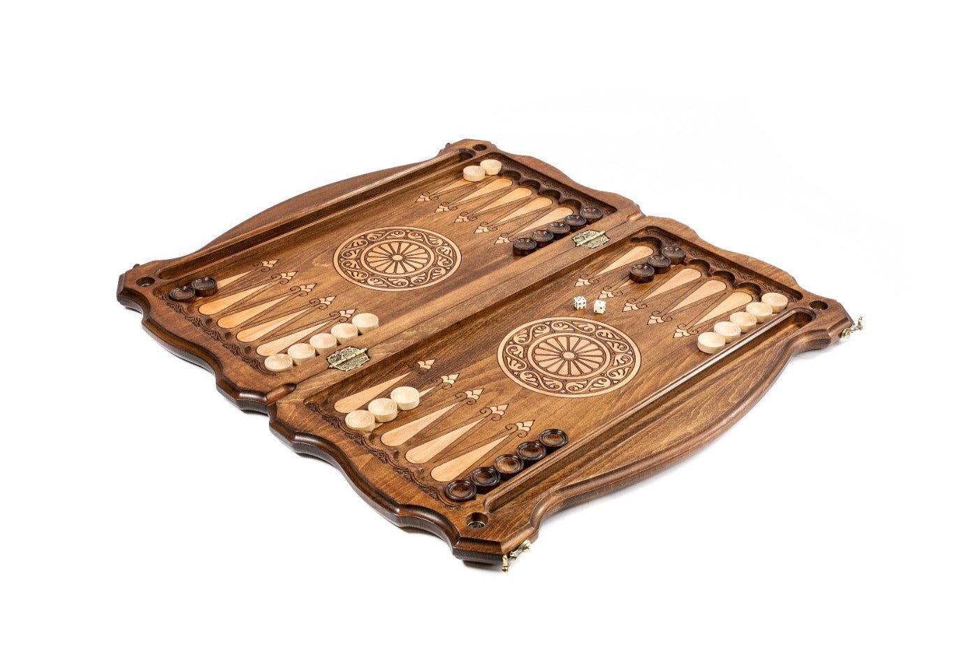 Handmade wooden backgammon board with nature inspired deer artwork