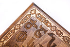 Armenian Alphabet backgammon board - side profile showing the craftsmanship