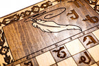 Armenian Alphabet backgammon board - corner detail of the board