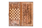 Armenian Alphabet backgammon board - close-up of the carved design