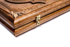 We Are Our Mountains backgammon board - side profile showing the craftsmanship