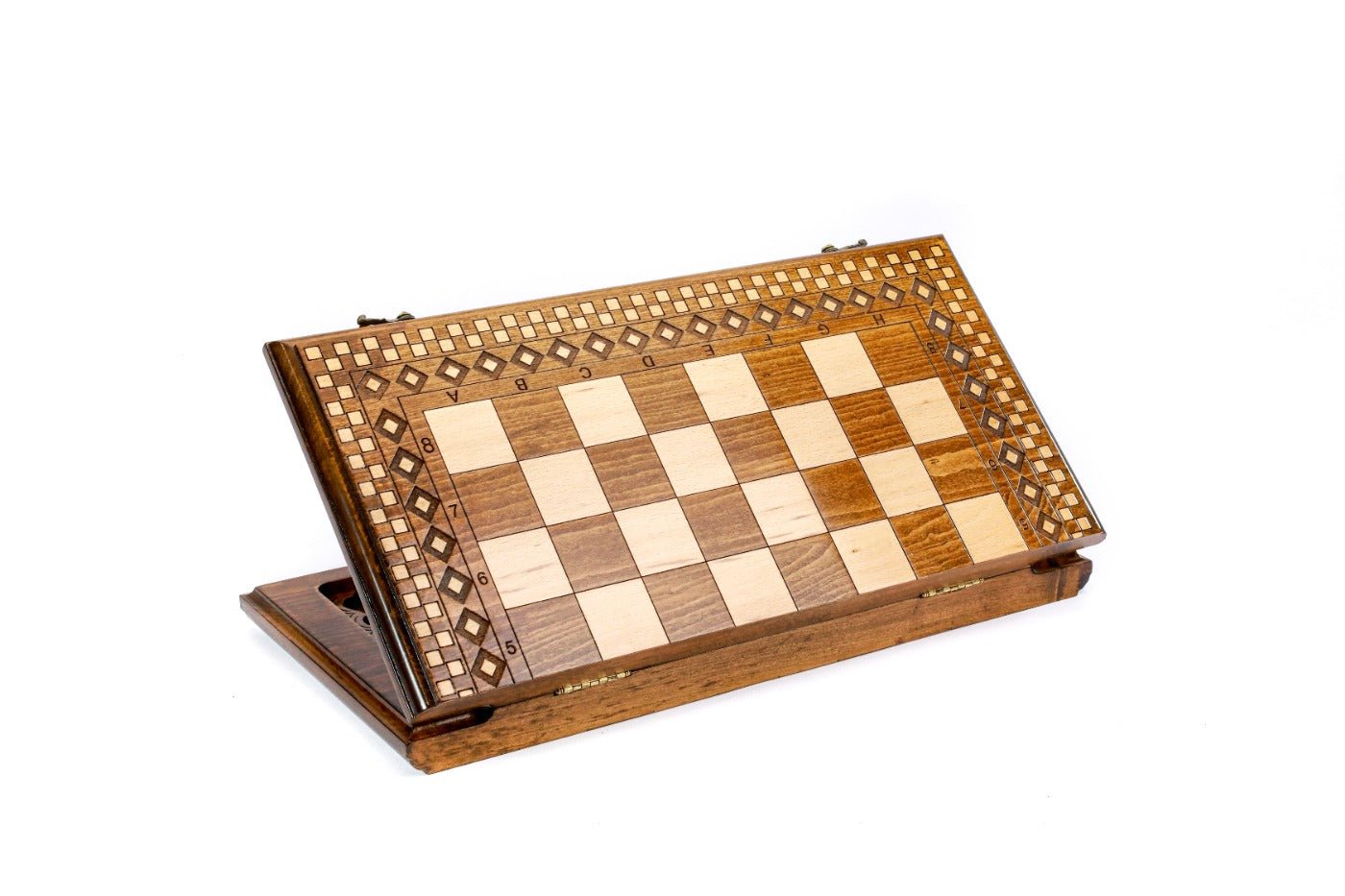 Wooden Chess Set & Backgammon With Carpet Pattern 50 cm | 19.7" - Unumperfectus