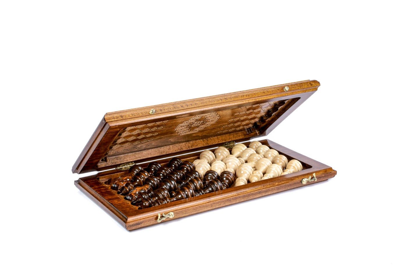 Wooden Chess Set & Backgammon With Carpet Pattern 50 cm | 19.7" - Unumperfectus