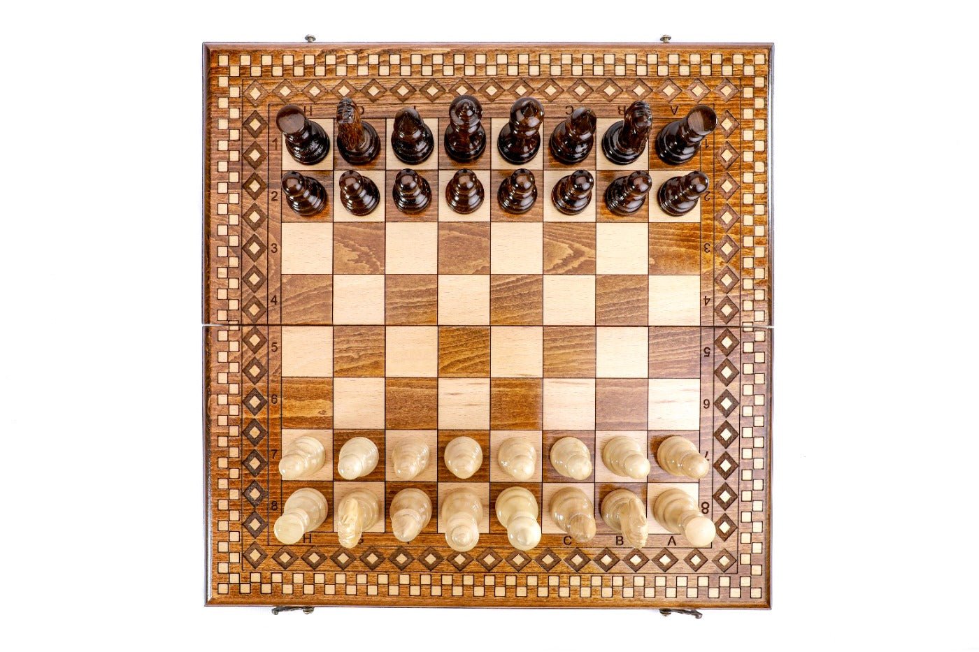 Wooden Chess Set & Backgammon With Carpet Pattern 50 cm | 19.7" - Unumperfectus