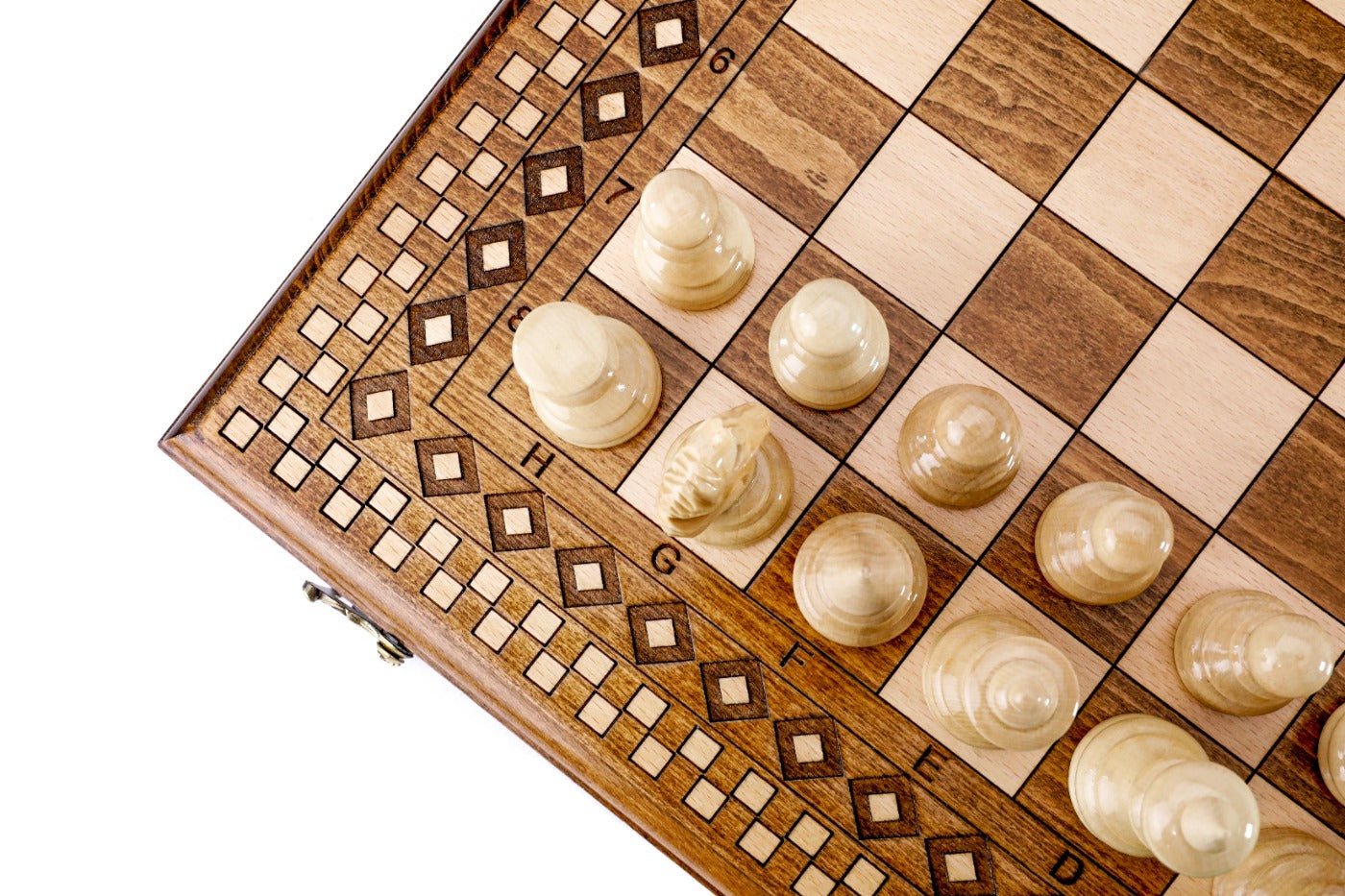 Wooden Chess Set & Backgammon With Carpet Pattern 50 cm | 19.7" - Unumperfectus