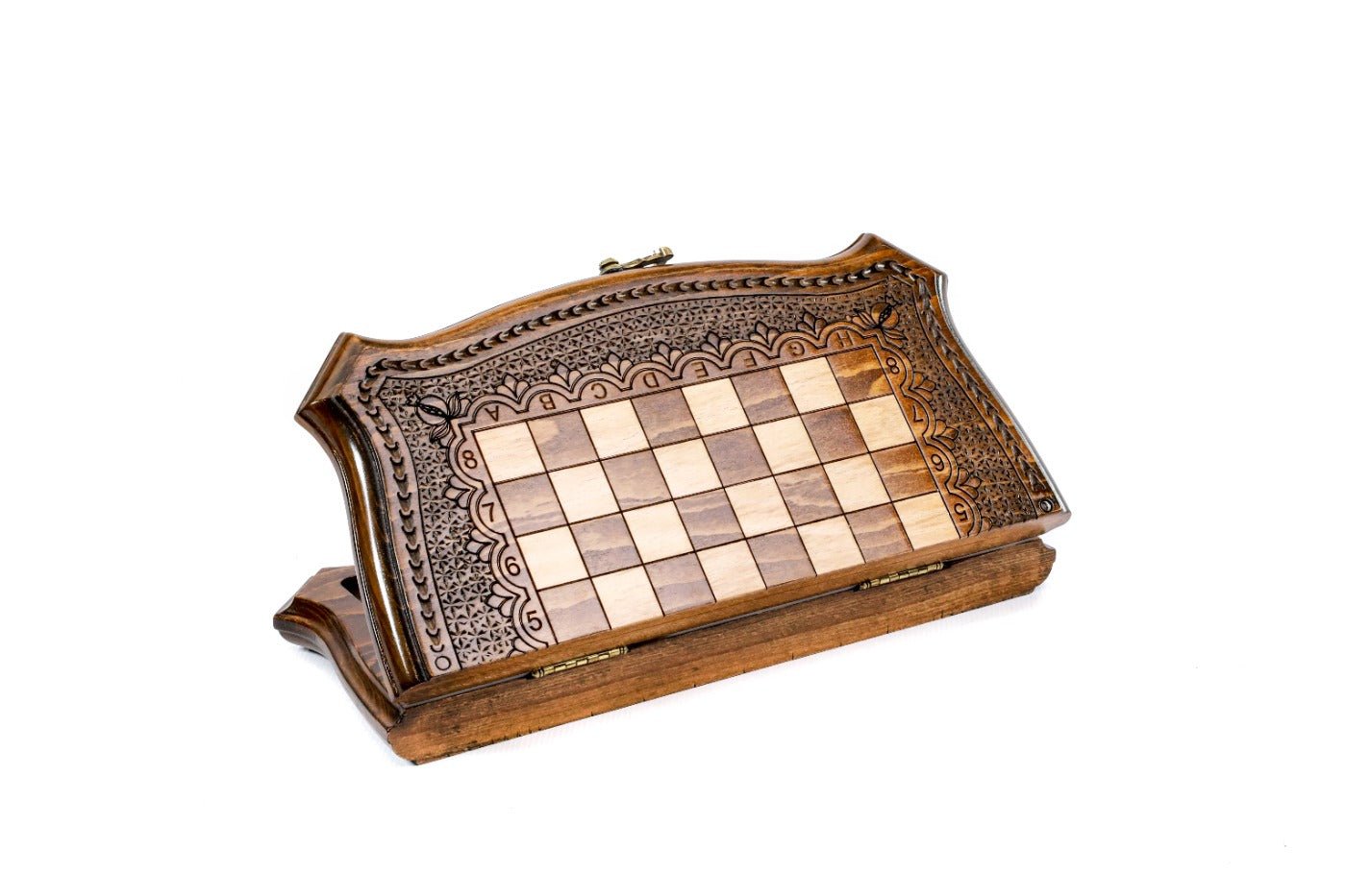 Wooden Carved Chess Set & Backgammon Ornamental — 30 cm | 11.8" - Unumperfectus