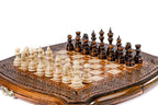 Handcrafted 11.8 inch chess board with decorative carving and framed border design