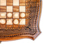 Carved Ornamental chess and backgammon set - side profile of the board