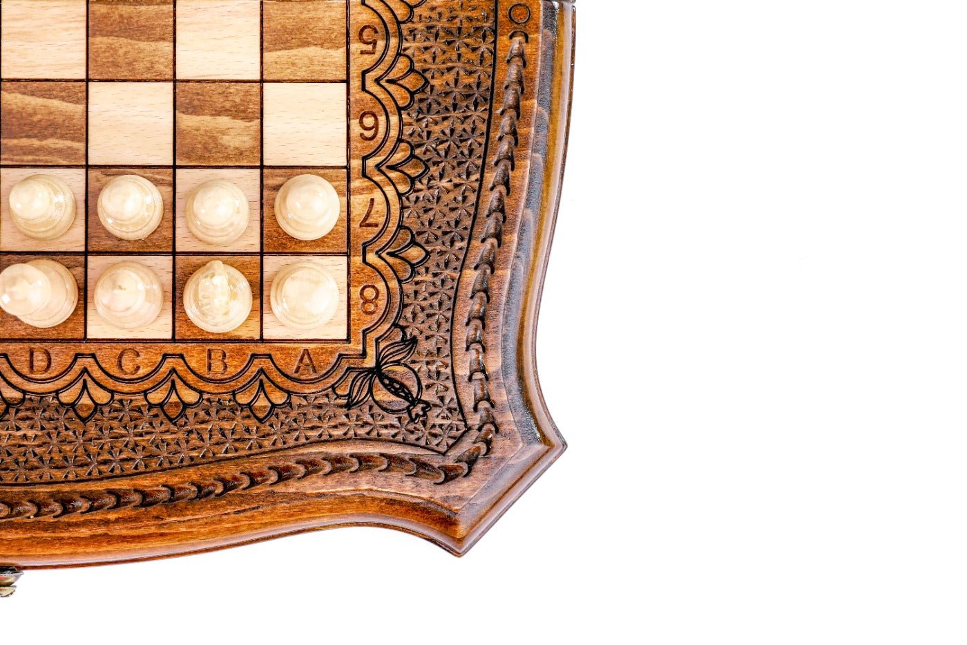 Wooden Carved Chess Set & Backgammon Ornamental — 30 cm | 11.8" - Unumperfectus