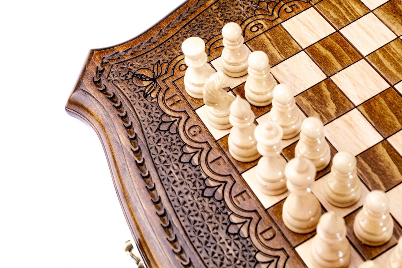 Wooden Carved Chess Set & Backgammon Ornamental — 30 cm | 11.8" - Unumperfectus