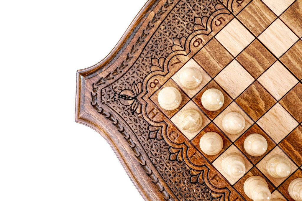 Wooden Carved Chess Set & Backgammon Ornamental — 30 cm | 11.8" - Unumperfectus
