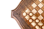 Carved Ornamental chess and backgammon set - carrying case included